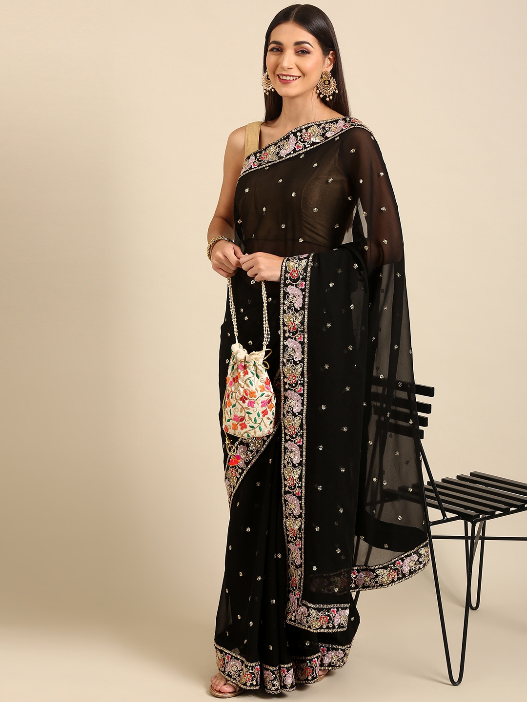 Black Georgette Saree