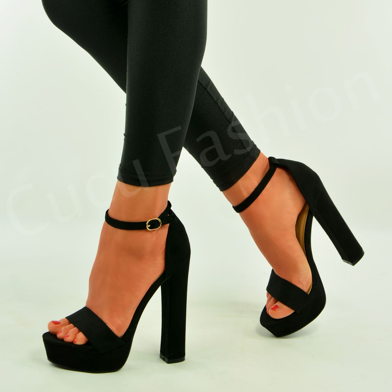 High Block Heel Strappy Sandals